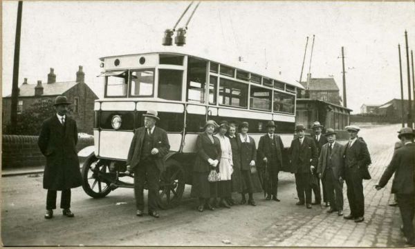 Fleet No: ?- Registration No:  - Chassis: Railless Electric Traction - Chassis No: not known - Body:Milnes Voss - Seating: B28R - Introduced:  B28R - Withdrawn: 1913 - Location: 'Trackless Trams' at Holcombe Brook - Comments: ? Other Info: (RHS Archive Re
16-Transport-02-Trams and Buses-000-General
Keywords: 0