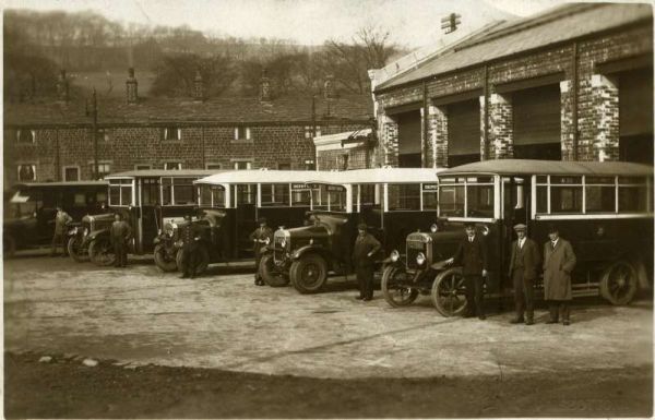 Fleet No: - Registration No:  - Chassis: unknown - Chassis No: unknown - Body:unknown - Seating: unknown - Introduced:  unknown - Withdrawn: unknown - Location: Line up of petrol buses at Ramsbottom Bus Depot c 1926 - Comments: unknown Other Info: (RHS Ar
16-Transport-02-Trams and Buses-000-General
Keywords: 0