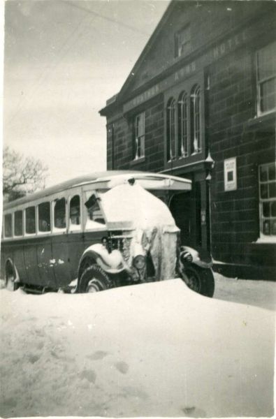 Fleet No: - Registration No:  - Chassis: unknown - Chassis No: unknown - Body:unknown - Seating: unknown - Introduced:  unknown - Withdrawn: unknown - Location: Snowbound in Edenfield (Rostron Arms) - probably 1948 - Comments: unknown Other Info: (RHS Arc
16-Transport-02-Trams and Buses-000-General
Keywords: 0