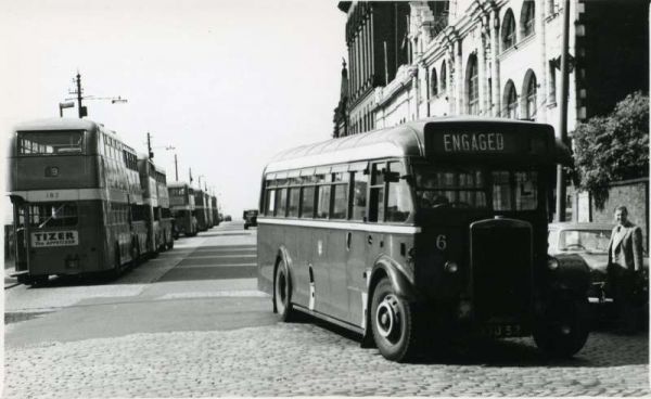 Fleet No: 6- Registration No: ETD 52 - Chassis: Leyland TS8 - Chassis No: 303374 - Body:Roe - Seating: B36R - Introduced:  B36R - Withdrawn: 1939 - Location: Outside Art Cinema, Knowsley Street, Bury - Comments: 1960 Other Info: 
16-Transport-02-Trams and Buses-000-General
Keywords: 0