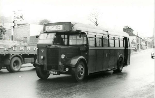 Fleet No: 7- Registration No: ETD 53 - Chassis: Leyland TS8 - Chassis No: 303375 - Body:Roe - Seating: B36R - Introduced:  B36R - Withdrawn: 1939 - Location: Stubbins Lane near Ramsbottom Bus Depot - Comments: 1960 Other Info: 
16-Transport-02-Trams and Buses-000-General
Keywords: 0