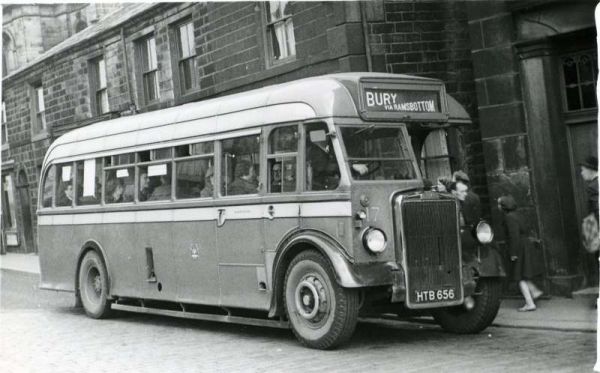 Fleet No: 17- Registration No: HTB 656 - Chassis: Leyland PS1 - Chassis No: 462440 - Body:Roe - Seating: B35R - Introduced:  B35R - Withdrawn: 1947 - Location: Market Place, Ramsbottom - Comments: 1968 Other Info: 
16-Transport-02-Trams and Buses-000-General
Keywords: 0