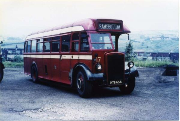 Fleet No: 17- Registration No: HTB 656 - Chassis: Leyland PS1 - Chassis No: 462440 - Body:Roe - Seating: B35R - Introduced:  B35R - Withdrawn: 1947 - Location: Ramsbottom Bus Depot - Comments: 1968 Other Info: 
16-Transport-02-Trams and Buses-000-General
Keywords: 0