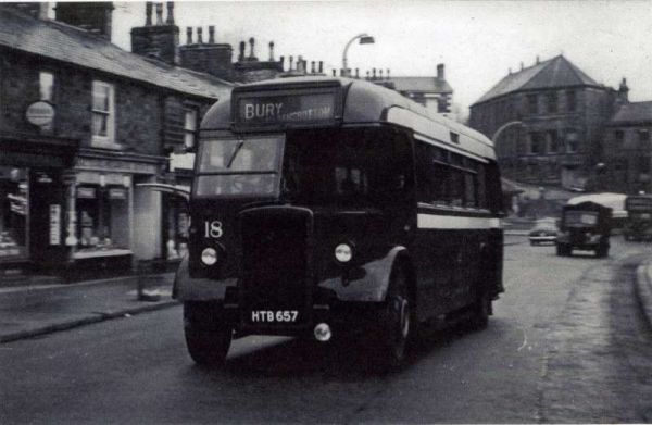 Fleet No: 18- Registration No: HTB 657 - Chassis: Leyland PS1 - Chassis No: 462683 - Body:Roe - Seating: B35R - Introduced:  B35R - Withdrawn: 1947 - Location: Bolton Street, Ramsbottom - Comments: 1961 Other Info: Ref. a35
16-Transport-02-Trams and Buses-000-General
Keywords: 0