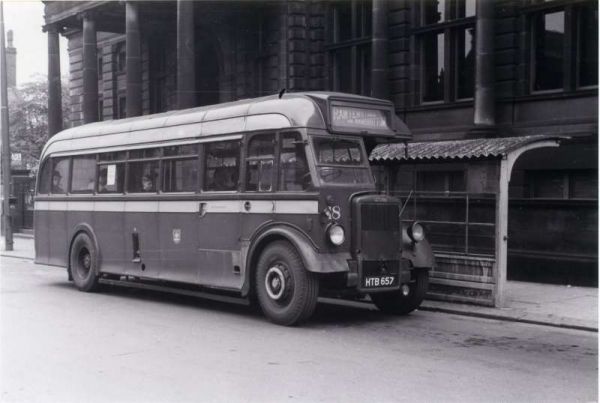 Fleet No: 18- Registration No: HTB 657 - Chassis: Leyland PS1 - Chassis No: 462683 - Body:Roe - Seating: B35R - Introduced:  B35R - Withdrawn: 1947 - Location: Terminus, Moss Street, Bury - Comments: 1961 Other Info: 
16-Transport-02-Trams and Buses-000-General
Keywords: 0