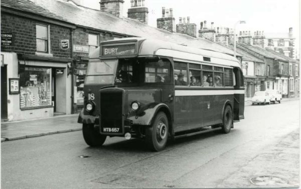 Fleet No: 18- Registration No: HTB 657 - Chassis: Leyland PS1 - Chassis No: 462683 - Body:Roe - Seating: B35R - Introduced:  B35R - Withdrawn: 1947 - Location: Bolton Street, Ramsbottom - Comments: 1961 Other Info: 
16-Transport-02-Trams and Buses-000-General
Keywords: 0