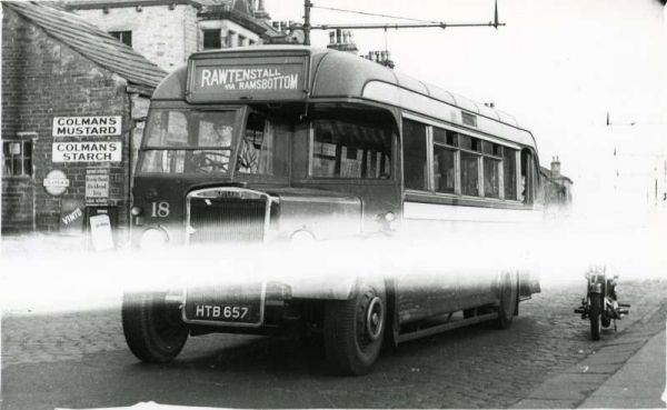 Fleet No: 18- Registration No: HTB 657 - Chassis: Leyland PS1 - Chassis No: 462683 - Body:Roe - Seating: B35R - Introduced:  B35R - Withdrawn: 1947 - Location: Stubbins Lane, Ramsbottom - Comments: 1961 Other Info: 
16-Transport-02-Trams and Buses-000-General
Keywords: 0