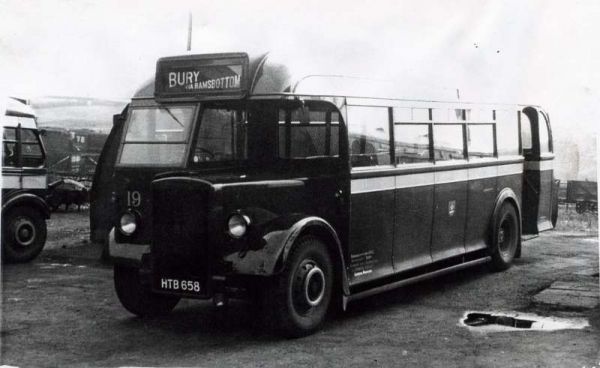 Fleet No: 19- Registration No: HTB 658 - Chassis: Leyland PS1 - Chassis No: 462769 - Body:Roe - Seating: B35R - Introduced:  B35R - Withdrawn: 1947 - Location: Ramsbottom Bus Depot - Comments: 1962 Other Info: 
16-Transport-02-Trams and Buses-000-General
Keywords: 0