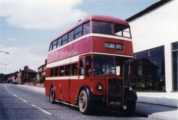 Fleet No: 21- Registration No: HTF 816 - Chassis: Leyand PD2/1 - Chassis No: 472579 - Body:Leyland - Seating: H30/26R - Introduced:  H30/26R - Withdrawn: 1947 - Location: Brandlesholme Road, Bury - Comments: 1969 Other Info: 
16-Transport-02-Trams and Buses-000-General
Keywords: 0