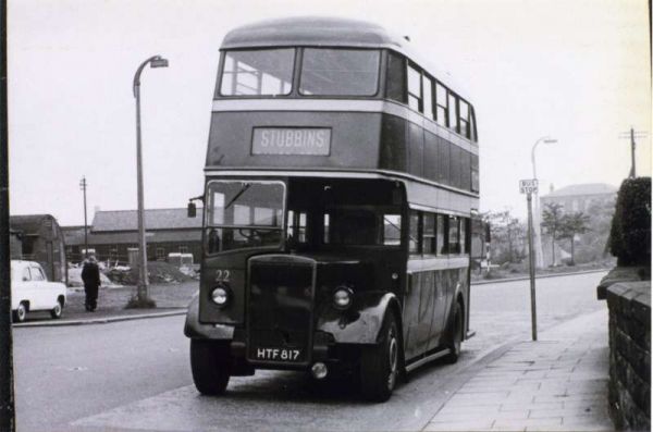 Fleet No: 22- Registration No: HTF 817 - Chassis: Leyand PD2/1 - Chassis No: 472577 - Body:Leyland - Seating: H30/26R - Introduced:  H30/26R - Withdrawn: 1947 - Location: Stubbins Lane, (opposite Ramsbottom Bus Depot) - Comments: 1968 Other Info: 
16-Transport-02-Trams and Buses-000-General
Keywords: 0