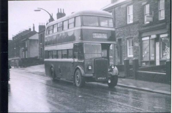 Fleet No: 22- Registration No: HTF 817 - Chassis: Leyand PD2/1 - Chassis No: 472577 - Body:Leyland - Seating: H30/26R - Introduced:  H30/26R - Withdrawn: 1947 - Location: Bolton Road West, Ramsbottom - Comments: 1968 Other Info: 
16-Transport-02-Trams and Buses-000-General
Keywords: 0