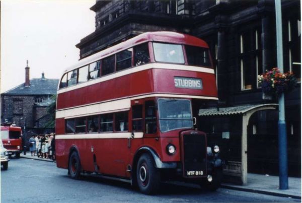 Fleet No: 23- Registration No: HTF 818 - Chassis: Leyand PD2/1 - Chassis No: 472638 - Body:Leyland - Seating: H30/26R - Introduced:  H30/26R - Withdrawn: 1947 - Location: Terminus, Moss Street, Bury - Comments: 1967 Other Info: 
16-Transport-02-Trams and Buses-000-General
Keywords: 0