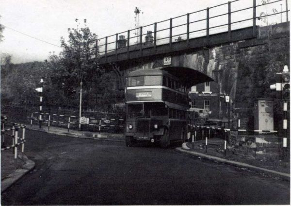 Fleet No: 25- Registration No: HTF 820 - Chassis: Leyand PD2/1 - Chassis No: 480795 - Body:Leyland - Seating: H30/26R - Introduced:  H30/26R - Withdrawn: 1947 - Location: Stubbins Railway Bridge - Comments: 1968 Other Info: Ref. A5
16-Transport-02-Trams and Buses-000-General
Keywords: 0