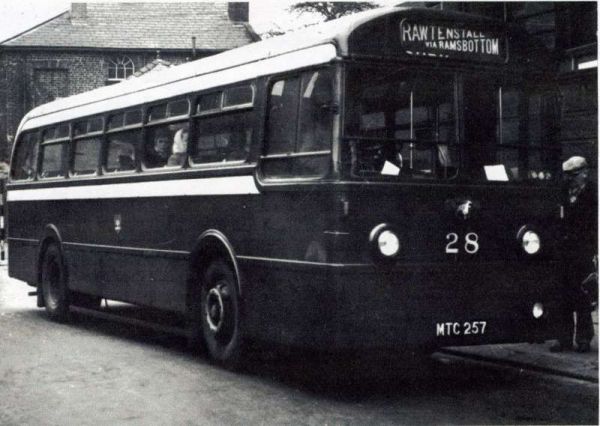 Fleet No: 28- Registration No: MTC 257 - Chassis: Leyland PSU1/13 - Chassis No: 501536 - Body:Roe - Seating: B44F - Introduced:  B44F - Withdrawn: 1950 - Location: Terminus, Moss Street, Bury - Comments: 1963 Other Info: Ref. a33
16-Transport-02-Trams and Buses-000-General
Keywords: 0