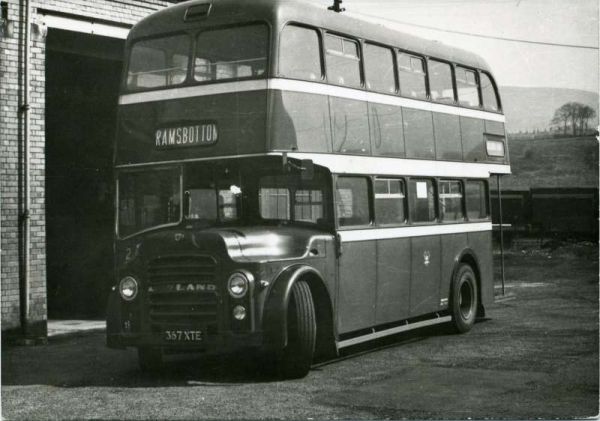 Fleet No: 2- Registration No: 367 XTE - Chassis: Leyland PD2/30 - Chassis No: 613435 - Body:East Lancs. - Seating: H35/28R - Introduced:  H35/28R - Withdrawn: 1962 - Location: Ramsbottom Bus Depot - Comments: Withdrawn 1974 Other Info: 
16-Transport-02-Trams and Buses-000-General
Keywords: 0