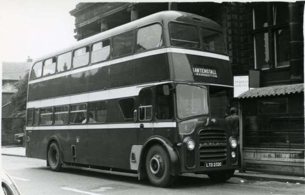 Fleet No: 4- Registration No: LTD 232C - Chassis: Leyland PD3A/1 - Chassis No: L24676 - Body:East Lancs. - Seating: H41/32F - Introduced:  H41/32F - Withdrawn: 1965 - Location: Terminus, Moss Street, Bury - Comments: Withdrawn 1978 Other Info: 
16-Transport-02-Trams and Buses-000-General
Keywords: 0