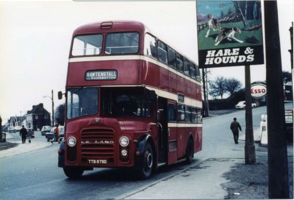 Fleet No: 5- Registration No: TTB 879D - Chassis: Leyland PD3A/1 - Chassis No: L44505 - Body:East Lancs. - Seating: H41/32F - Introduced:  H41/32F - Withdrawn: 1966 - Location: Holcombe Brook - Comments: Withdrawn 1980 Other Info: 
16-Transport-02-Trams and Buses-000-General
Keywords: 0