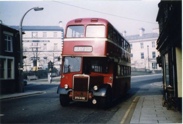 Fleet No: 6- Registration No: DTC 415E - Chassis: Leyland PD3/4 - Chassis No: 701219 - Body:East Lancs. - Seating: H41/32F - Introduced:  H41/32F - Withdrawn: 1967 - Location: Bolton Street, Ramsbottom - Comments: Withdrawn 1980 Other Info: 
16-Transport-02-Trams and Buses-000-General
Keywords: 0