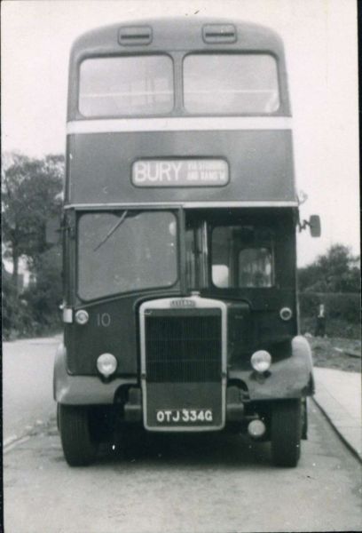 Fleet No: 10- Registration No: OTJ 334G - Chassis: Leyland PD3/4 - Chassis No: 804987 - Body:East Lancs. - Seating: H41/32F - Introduced:  H41/32F - Withdrawn: 1969 - Location: Edenfield? - Comments: Withdrawn 1981 Other Info: 
16-Transport-02-Trams and Buses-000-General
Keywords: 0