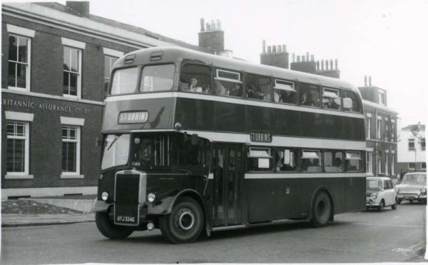 Fleet No: 10- Registration No: OTJ 334G - Chassis: Leyland PD3/4 - Chassis No: 804987 - Body:East Lancs. - Seating: H41/32F - Introduced:  H41/32F - Withdrawn: 1969 - Location: Manchester Road/Tenterden Street junction, Bury - Comments: Withdrawn 1981 Oth
16-Transport-02-Trams and Buses-000-General
Keywords: 0