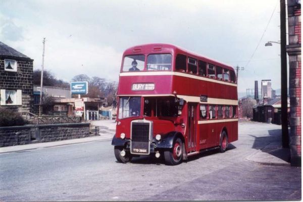 Fleet No: 11- Registration No: TTD 386H - Chassis: Leyland PD3/4 - Chassis No: 902844 - Body:East Lancs. - Seating: H41/32F - Introduced:  H41/32F - Withdrawn: 1969 - Location: Stubbins Lane, (outside Ramsbottom Bus Depot) - Comments: Withdrawn 1981 Other
16-Transport-02-Trams and Buses-000-General
Keywords: 0