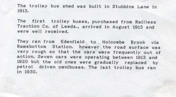 Brief History of Ramsbottom's Trolley Buses (Trackless Trams) 
16-Transport-02-Trams and Buses-000-General
Keywords: 0