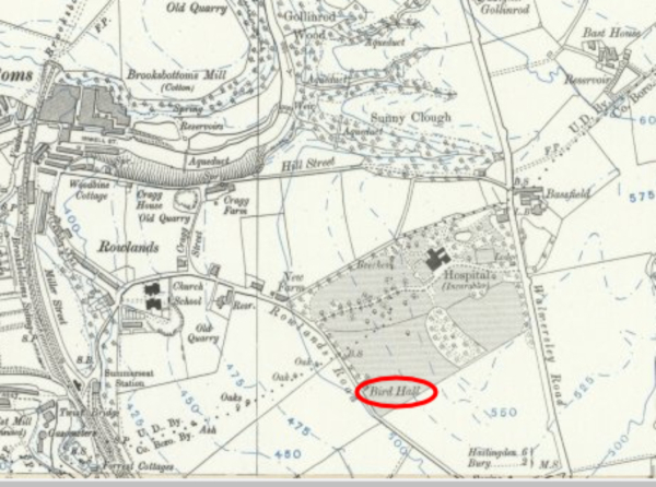 Bird Hall highlighted on the 1893 OS Map taken from www.nls.uk
17-Buildings and the Urban Environment-05-Street Scenes-028-Summerseat Area
Keywords: 1893