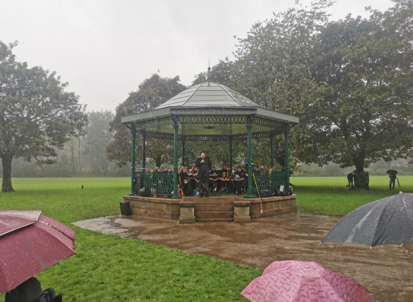 Besses o? th? Barn Brass Band playing at the Nuttall Park bandstand re-opening day Sunday 1st October - Photograph by John Leyland
14-Leisure-01-Parks and Gardens-002-Nuttall Park Bandstand
Keywords: 2023