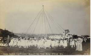 Rose Queen Festival, Plaiting the May Pole  1906, possibly in front of Ramsbottom Cottage hospital
17-Buildings and the Urban Environment-05-Street Scenes-019-Nuttall area
Keywords: 1945