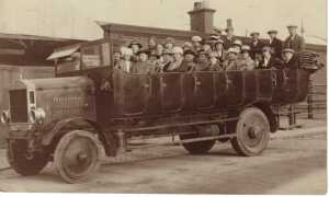 Charabanc, outside a Waste Paper depot 
to be catalogued
Keywords: 1945